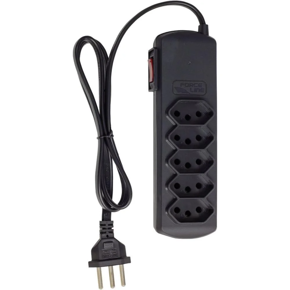 FILTRO DE LINHA 5 TOMADAS SLIM BIVOLT 0,8M PT FORCE LINE (UNIDADE) - imagem 2