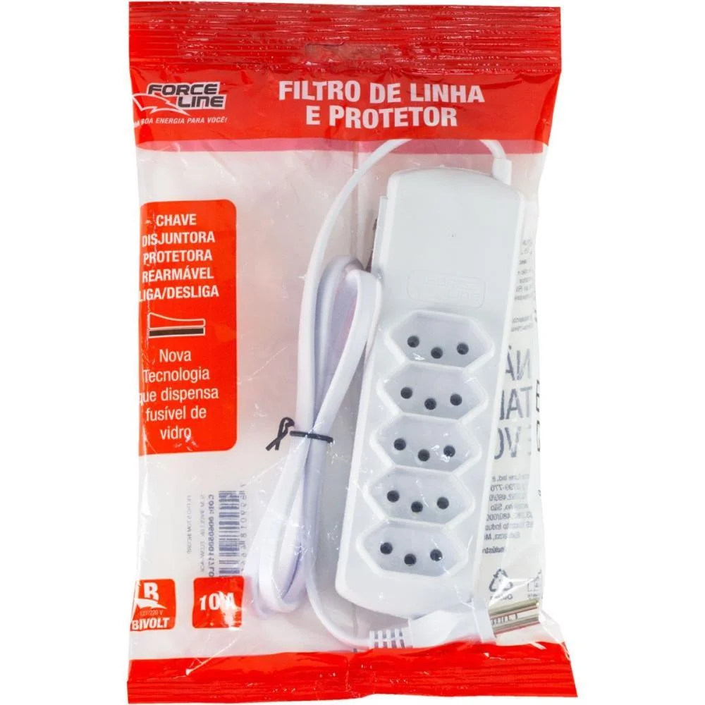FILTRO DE LINHA 5 TOMADAS SLIM BIVOLT 0,8M BR FORCE LINE (UNIDADE) - imagem 4