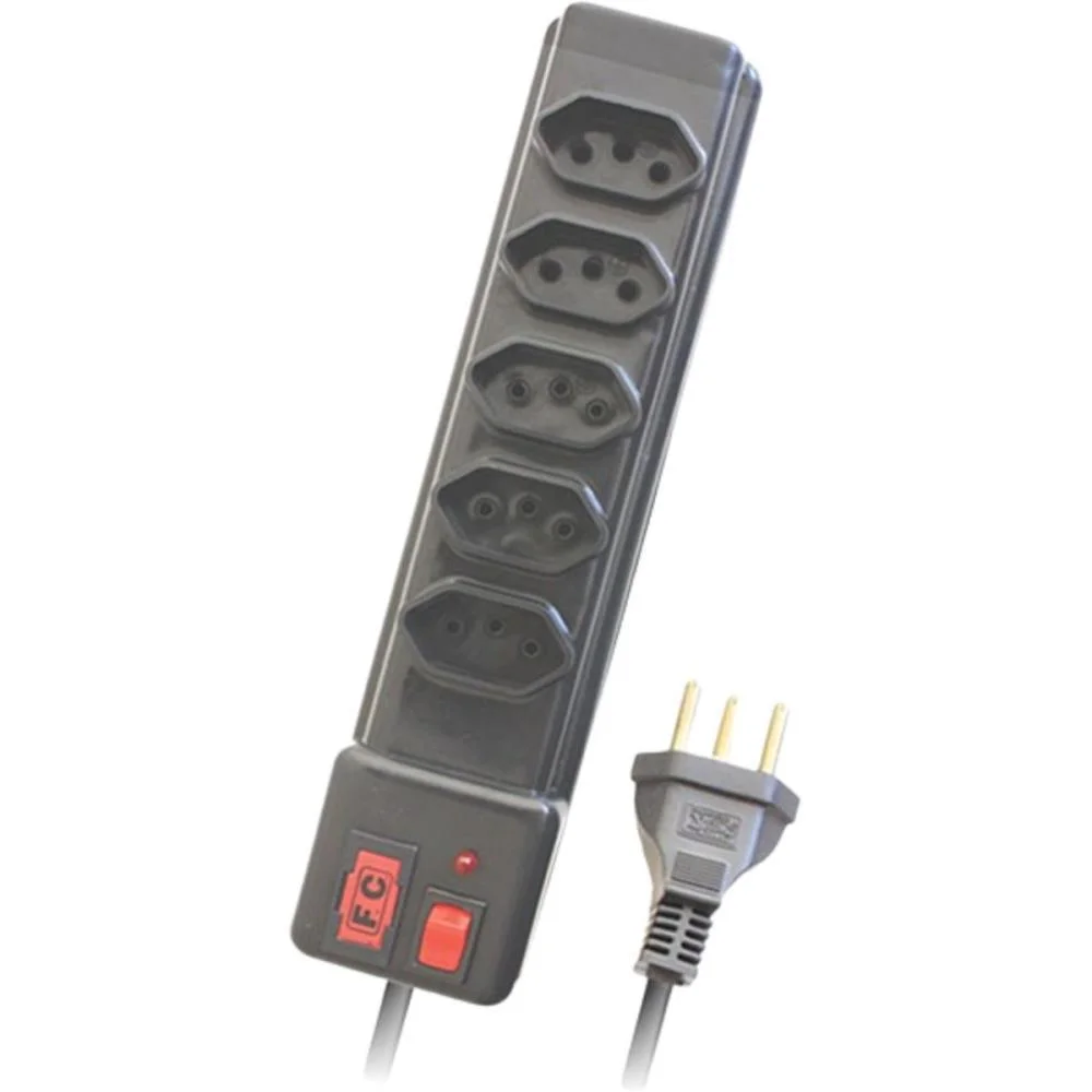 FILTRO DE LINHA 5 TOMADAS 0,80M PT F.C. (UNIDADE) - imagem 2