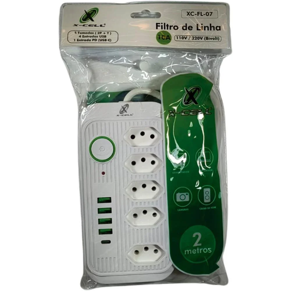FILTRO DE LINHA 5 TOMADAS+USB 10A 2M FLEX (UNIDADE) - imagem 4
