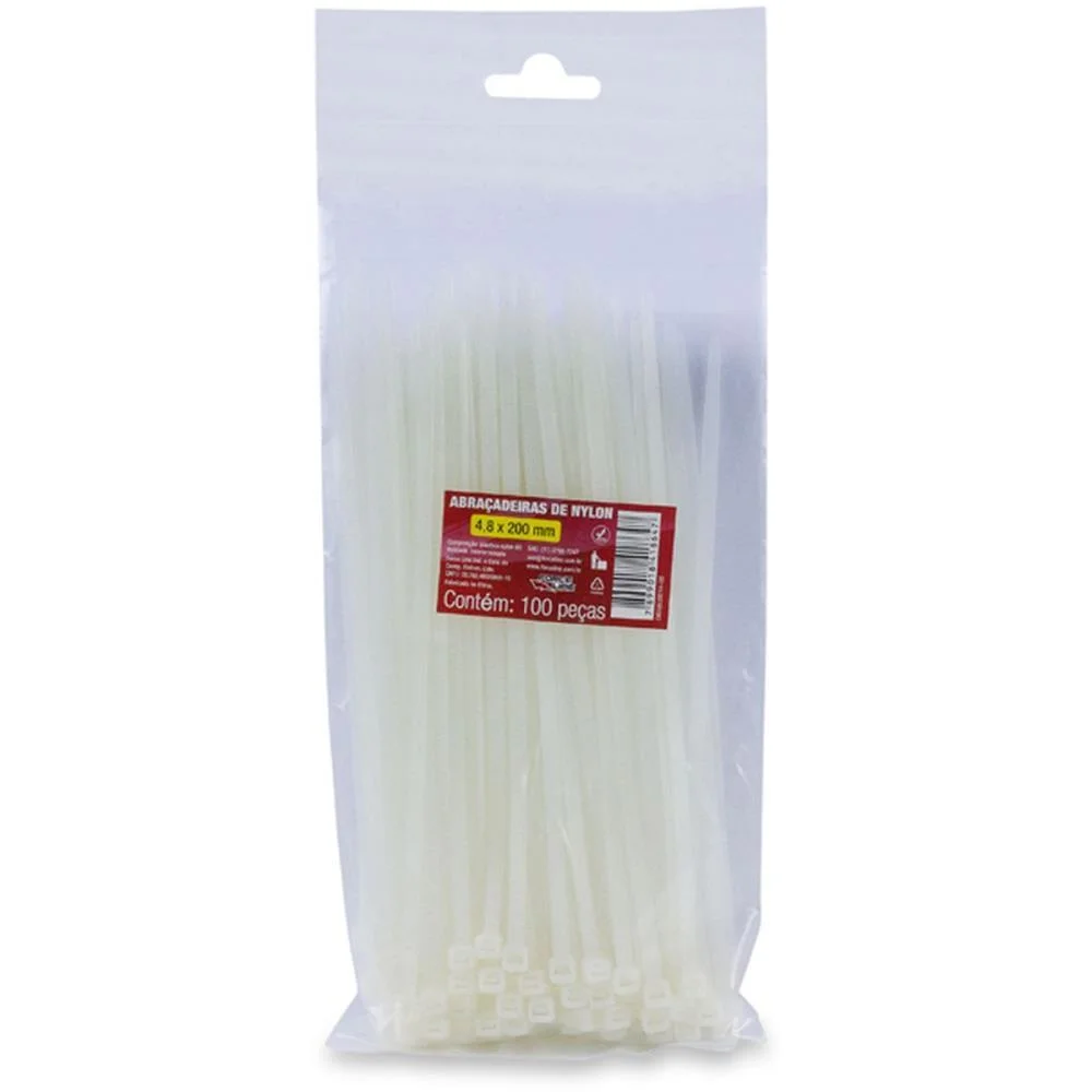 ABRACADEIRA NYLON BRANCA 4,88X200MM. FORCE LINE (PCT.C/100) - imagem 3