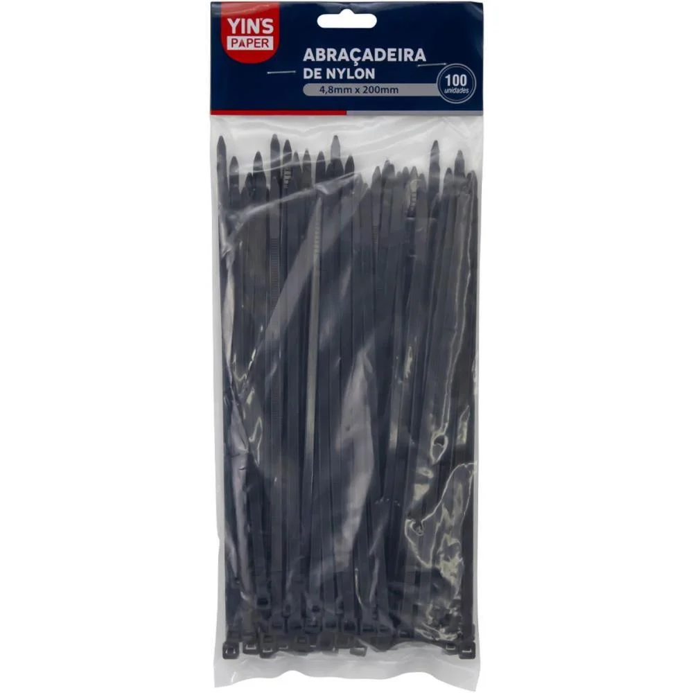 ABRACADEIRA NYLON PRETA 4,8X200MM. YINS (PCT.C/100) - imagem 2