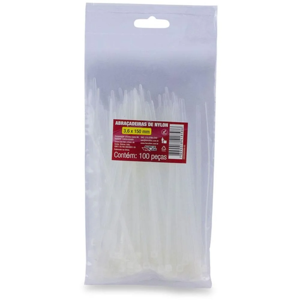 ABRACADEIRA NYLON BRANCA 3,6X150MM. FORCE LINE (PCT.C/100) - imagem 3