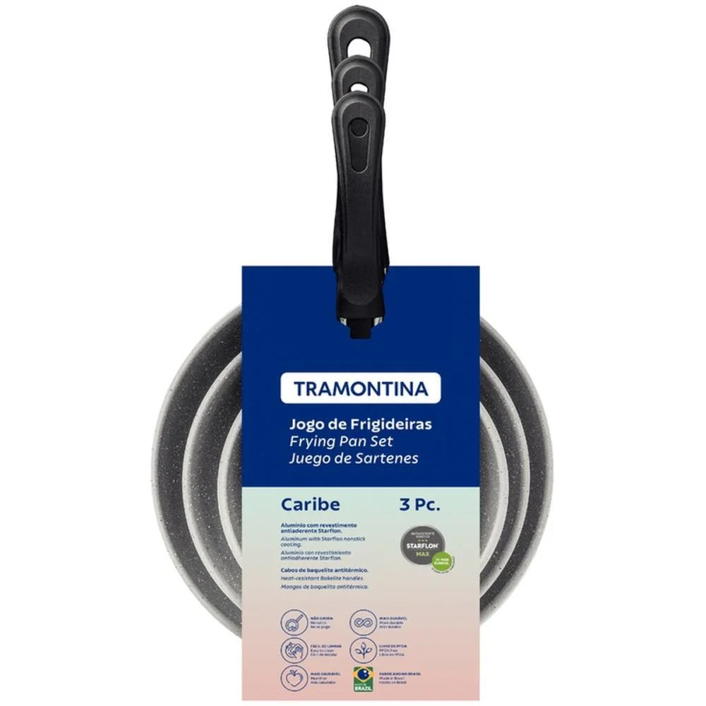 PANELA FRIGIDEIRA JOGO CARIBE 3PCS PT TRAMONTINA (UNIDADE) - imagem 5