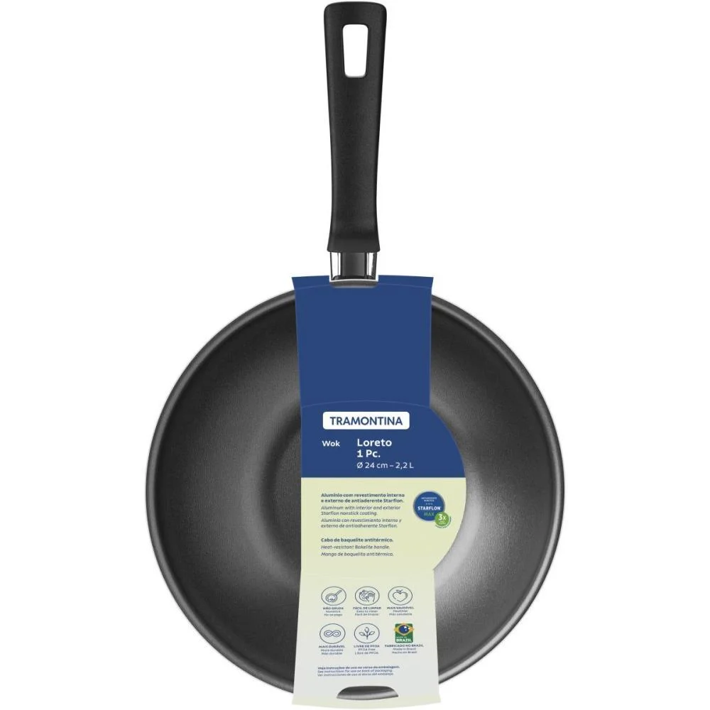 PANELA WOK LORETO 24CM GRAFITE TRAMONTINA (UNIDADE) - imagem 4