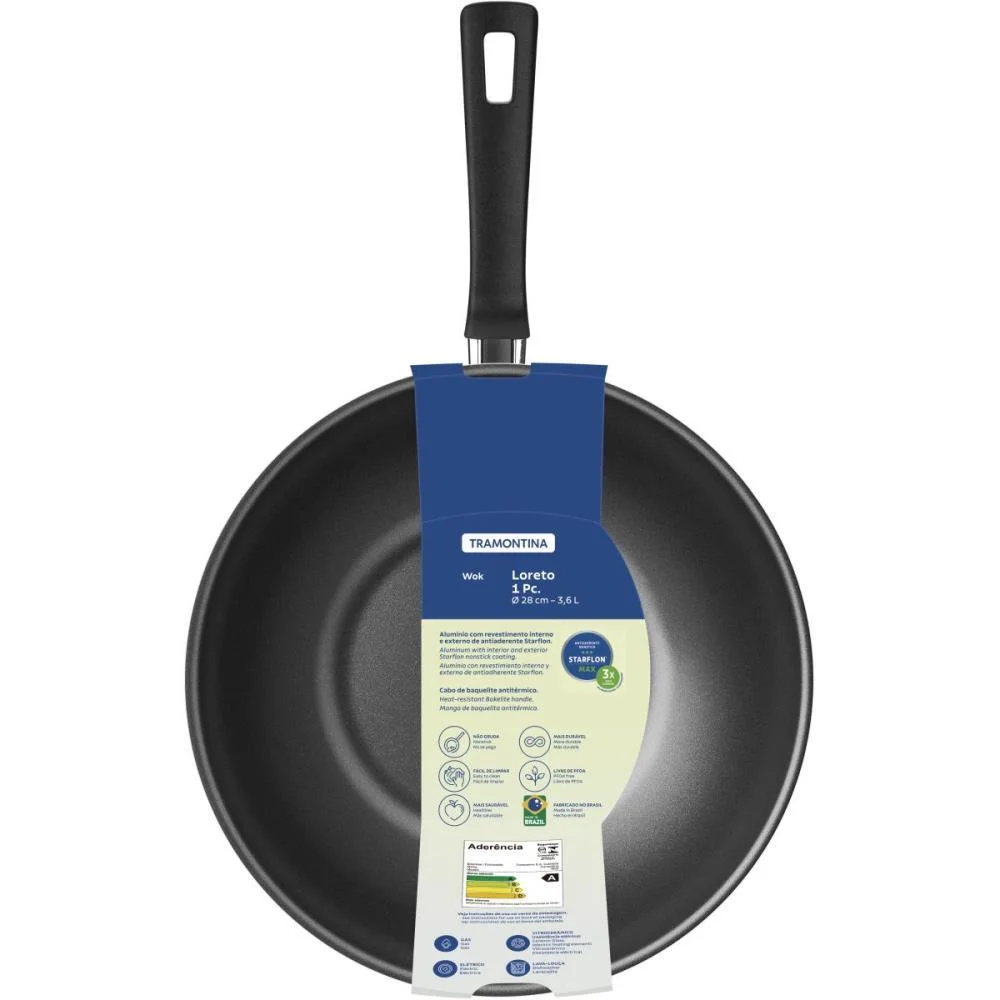 PANELA WOK LORETO 28CM GRAFITE TRAMONTINA (UNIDADE) - imagem 4