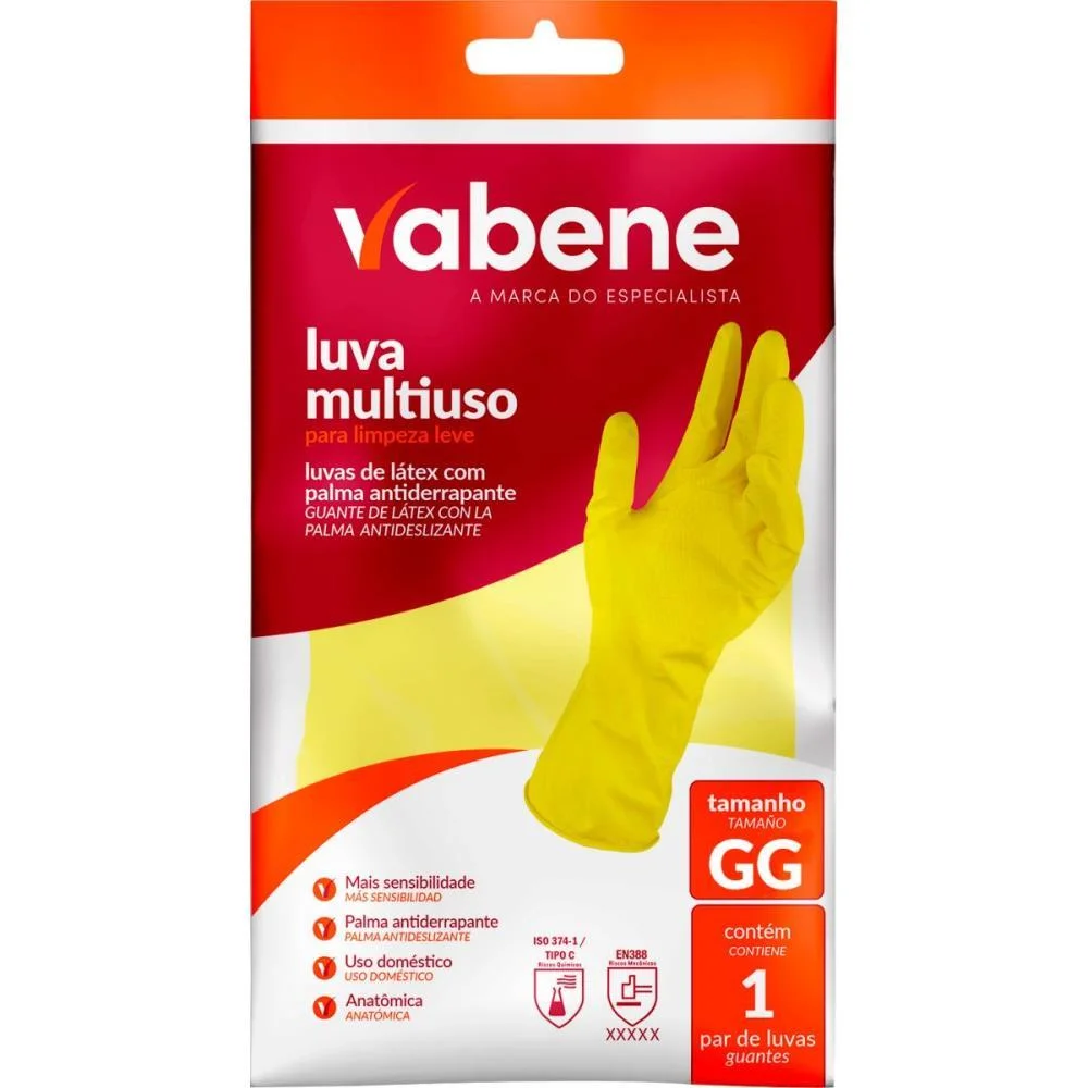 LUVA LATEX MULTIUSO LEVE GG AMARELA VABENE (PAR) - imagem 3