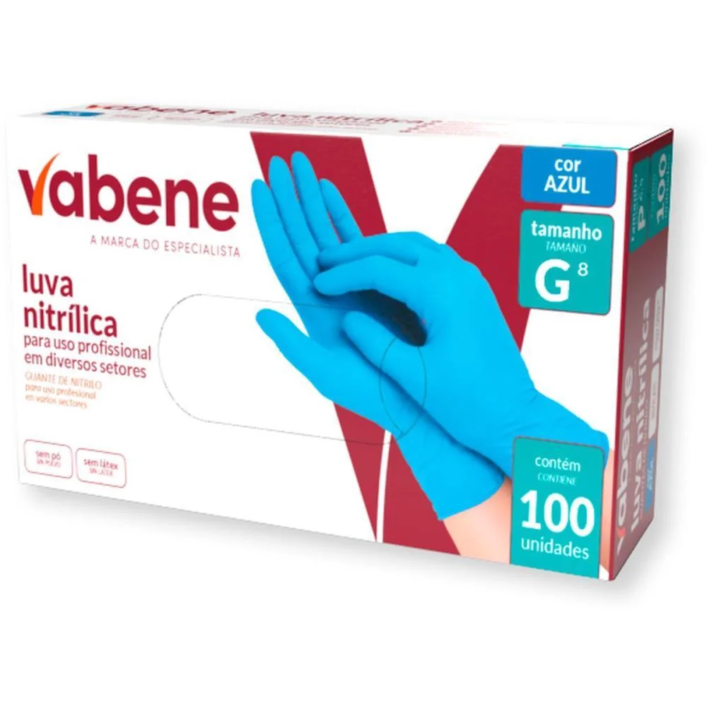 LUVA NITRILICA G AZUL VABENE (CX.C/100) - imagem 3