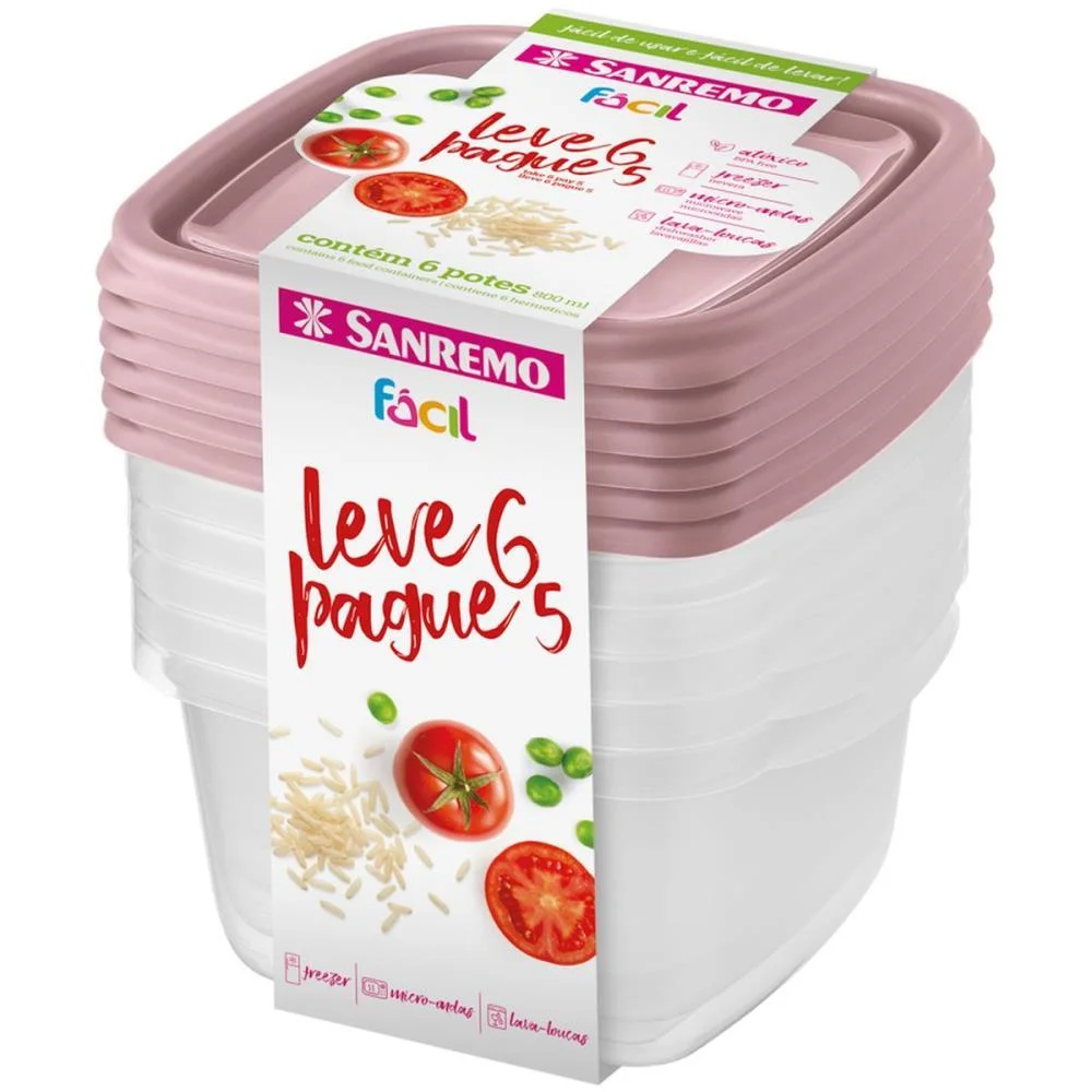 POTE PLASTICO CONJ. L6P5 POTE FACIL 800ML(S) SANREMO (KIT) - imagem 2
