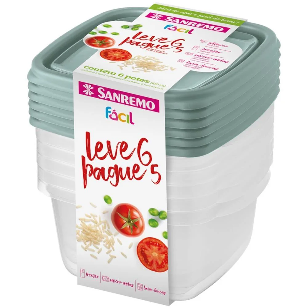 POTE PLASTICO CONJ. L6P5 POTE FACIL 800ML(S) SANREMO (KIT) - imagem 3