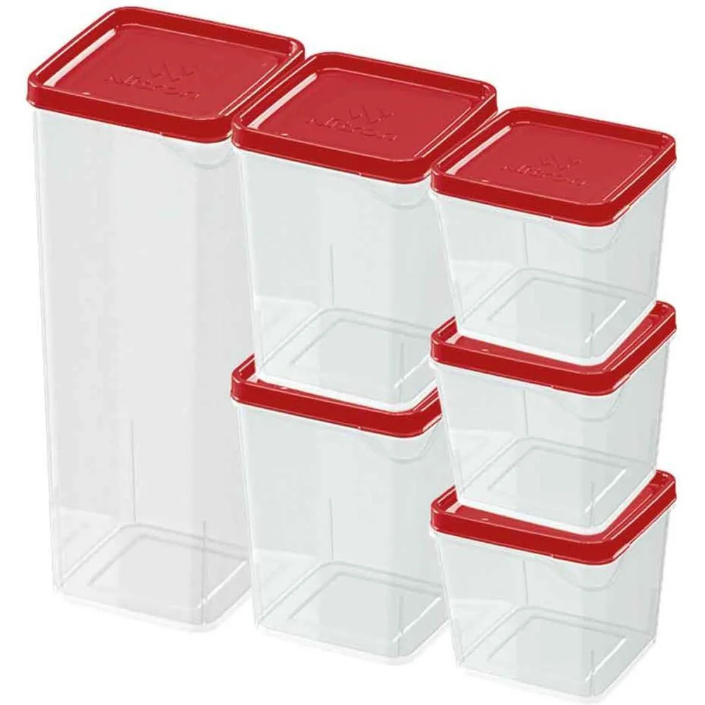 POTE PLASTICO CONJ. 6 POTES MODULARES VERMEL NITRON (KIT) - imagem 2