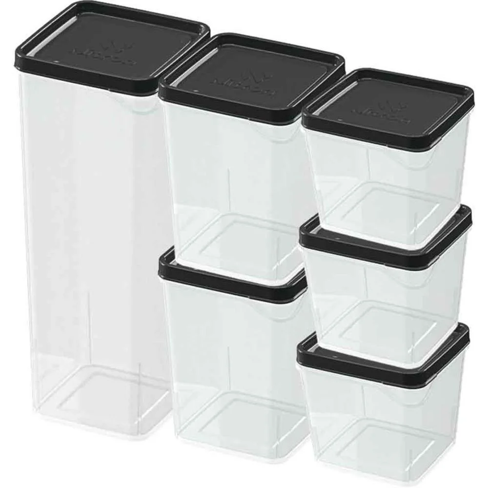 POTE PLASTICO CONJ. 6 POTES MODULARES PRETO NITRON (KIT) - imagem 3