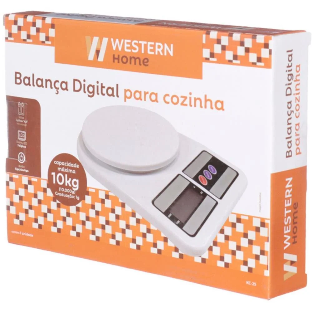 BALANCA DE COZINHA DIGITAL ATE 10KG BRANCA WESTERN (UNIDADE) - imagem 4