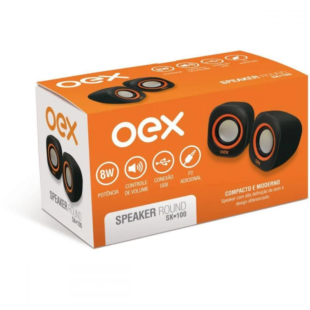 CAIXA DE SOM P/ COMPUTADOR SPEAKER ROUND 8W USB/P2 PT/LJ NEWEX (UNIDADE) - imagem 4