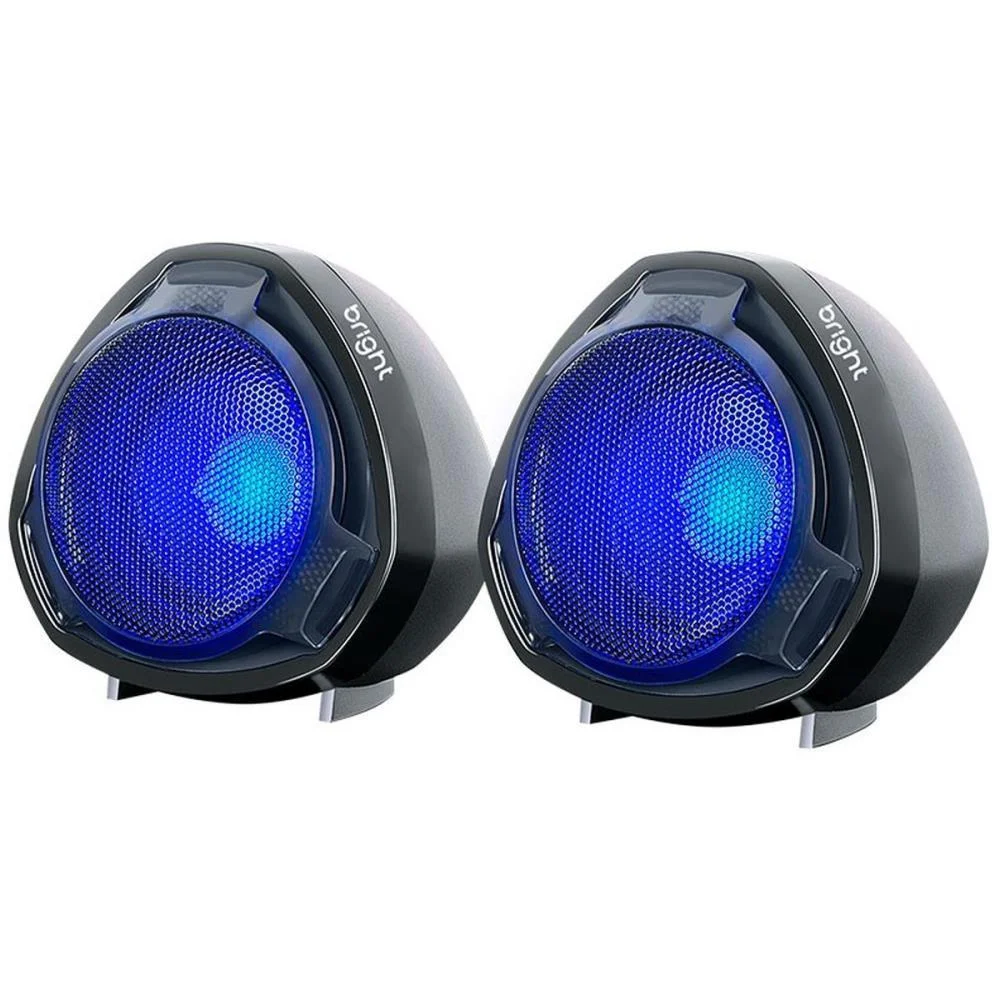 CAIXA DE SOM P/ COMPUTADOR LIGHT RGB USB/P2 5V-10W PRETA BRIGHT (UNIDADE) - imagem 2