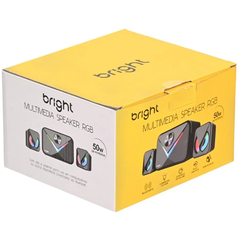 CAIXA DE SOM P/ COMPUTADOR SPEAKER MULT.RGB USB 5V-11W PT BRIGHT (UNIDADE) - imagem 4