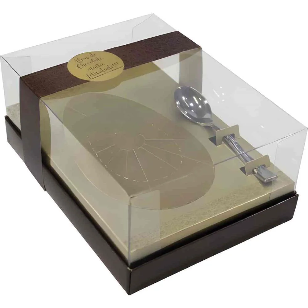 CAIXA P/OVO DE PASCOA 250G C/COLHER MARROM/OURO XINGO EMBALAGENS (PCT.C/05) - imagem 2