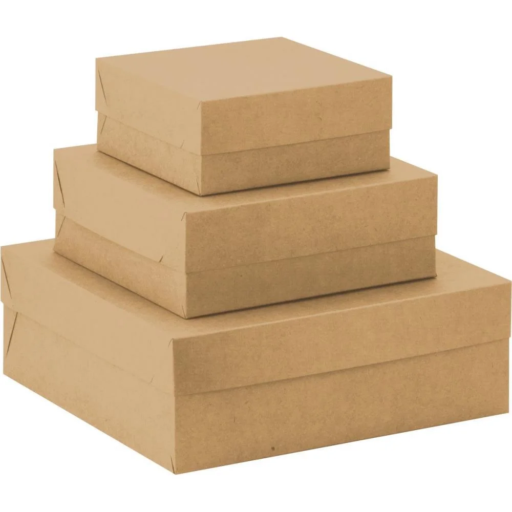 CAIXA PARA PRESENTE COM TAMPA KRAFT GD 28X28X10 QUADRADA CRISTINA (PCT.C/10) - imagem 2