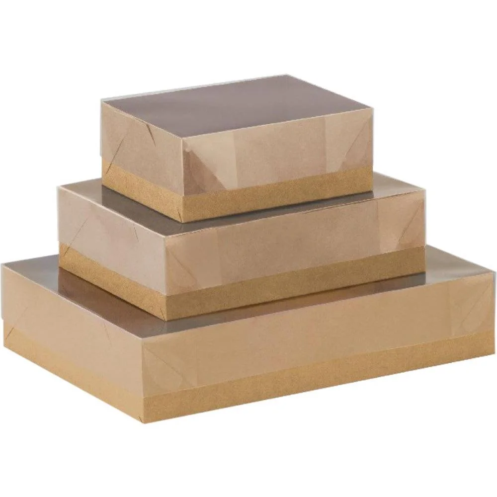 CAIXA PARA PRESENTE COM TAMPA KRAFT E PVC MD 26X19X7,5 CRISTINA (PCT.C/05) - imagem 2