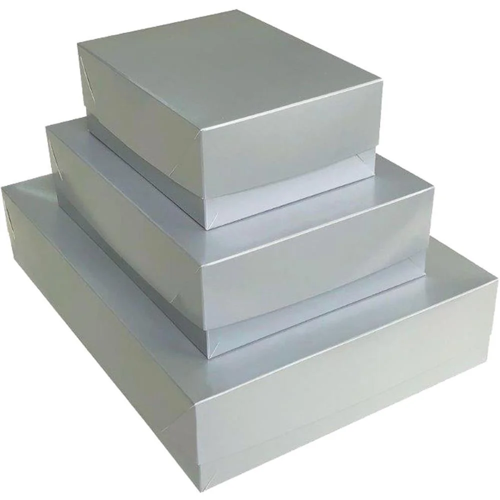 CAIXA PARA PRESENTE COM TAMPA GD 35X25,5X7,5 PRATA CRISTINA (PCT.C/05) - imagem 3