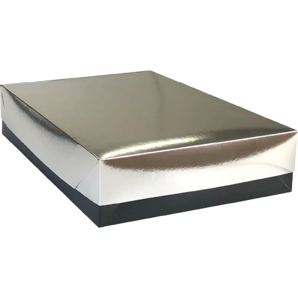 CAIXA PARA PRESENTE COM TAMPA CAPRI MD 26X19,5X7,5 PRATA CRISTINA (PCT.C/10) - imagem 2