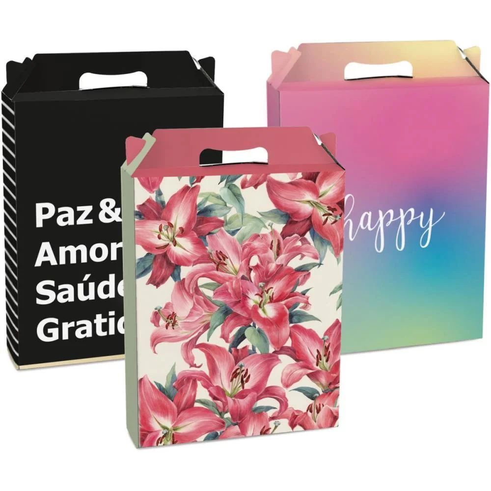 CAIXA PARA PRESENTE DECORADA RETANGULAR M 18X7,5X21 SORTIDA CROMUS (PCT.C/10) - imagem 3