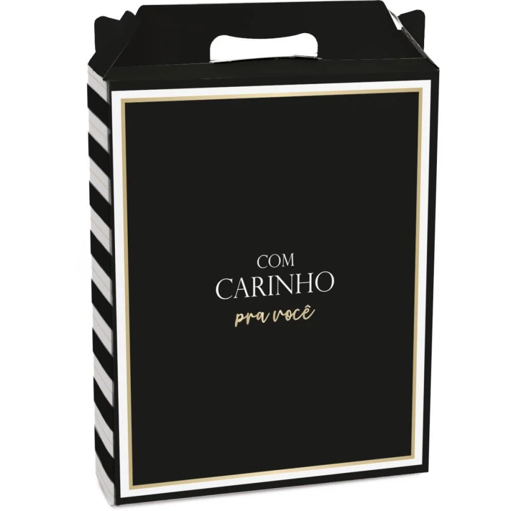 CAIXA PARA PRESENTE DECORADA RET VERT MAISON 18X7,5X21CM PT CROMUS (PCT.C/10) - imagem 2