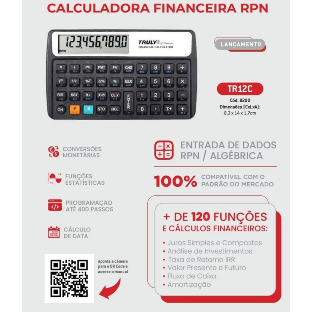 CALCULADORA FINANCEIRA TR12C PLATINUM RPN 10 DIG. PROCALC (UNIDADE) - imagem 4