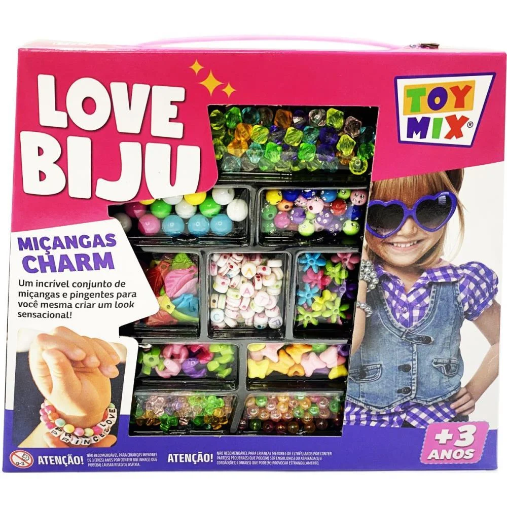 BIJUTERIA E MICANGA LOVE BIJU CHARM 290PCS+FIO TOY MIX (UNIDADE) - imagem 2