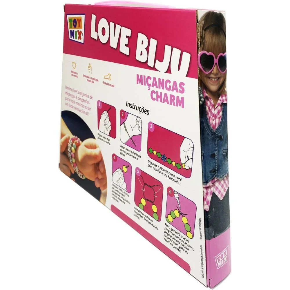 BIJUTERIA E MICANGA LOVE BIJU CHARM 290PCS+FIO TOY MIX (UNIDADE) - imagem 4