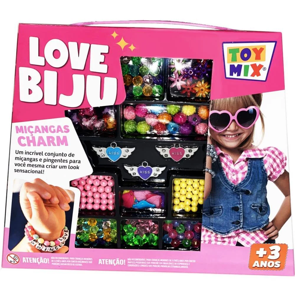 BIJUTERIA E MICANGA LOVE BIJU CHARM 160PCS+FIO TOY MIX (UNIDADE) - imagem 2