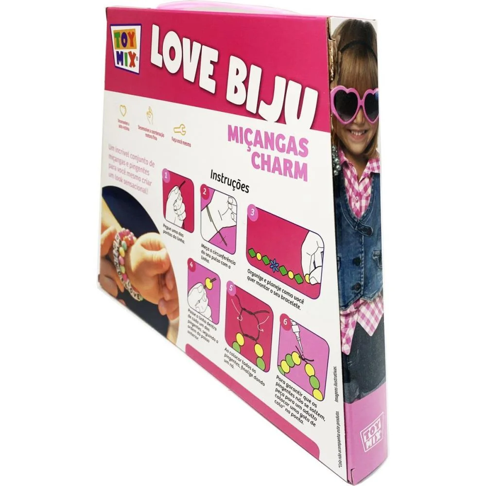 BIJUTERIA E MICANGA LOVE BIJU CHARM 160PCS+FIO TOY MIX (UNIDADE) - imagem 4
