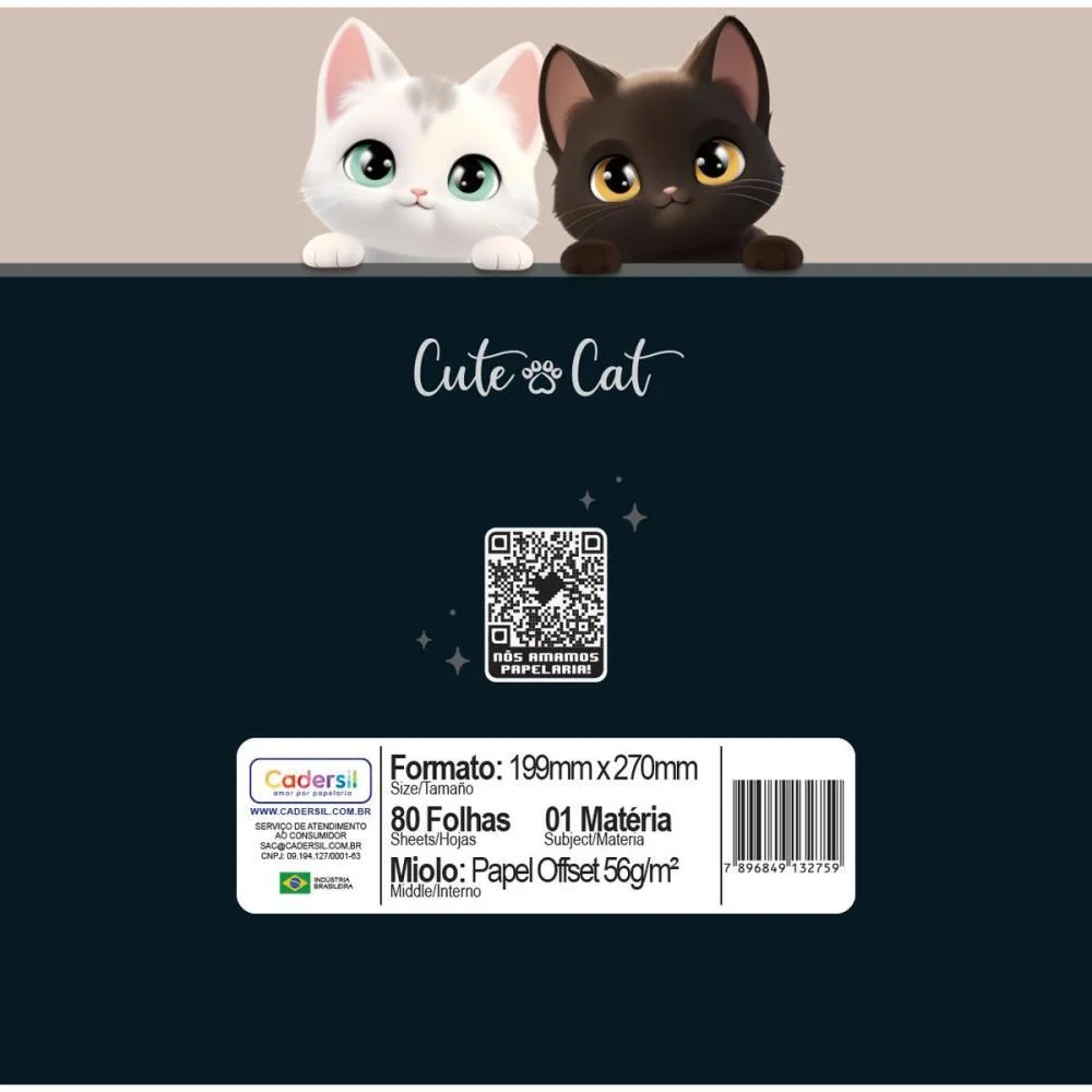 CADERNO 01X1 CAPA DURA CUTE CAT 80FLS CADERSIL (PCT.C/04) - imagem 9