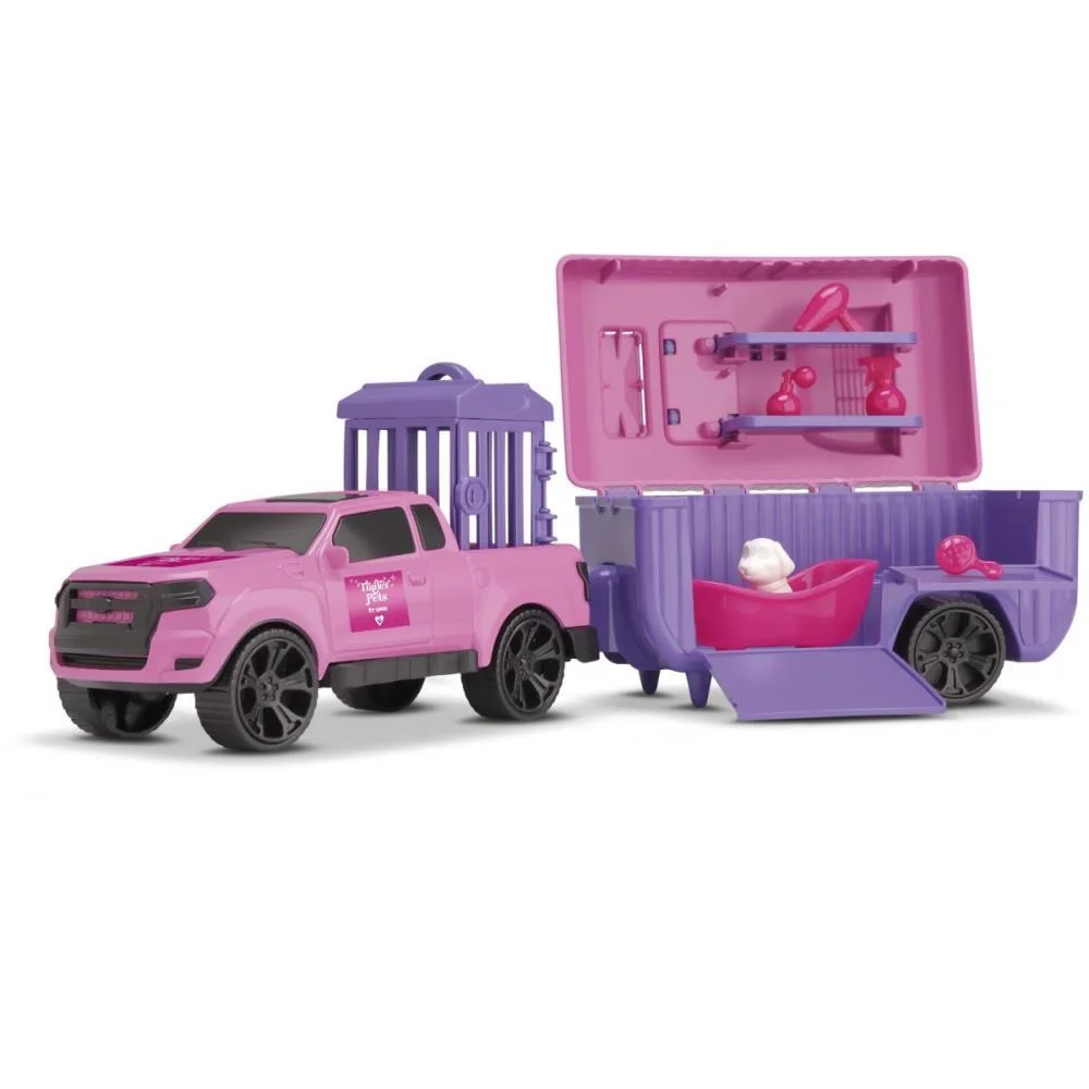 CARRINHO TRAILER PETS ROSA C/ACESSORIOS ORANGE TOYS (UNIDADE) - imagem 3