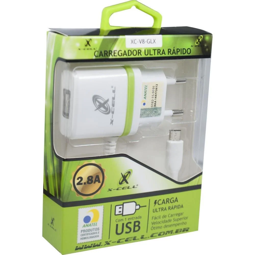 CARREGADOR CELULAR DE PAREDE V8 MICRO ULTRA RAPIDO 2.8A FLEX (UNIDADE) - imagem 2