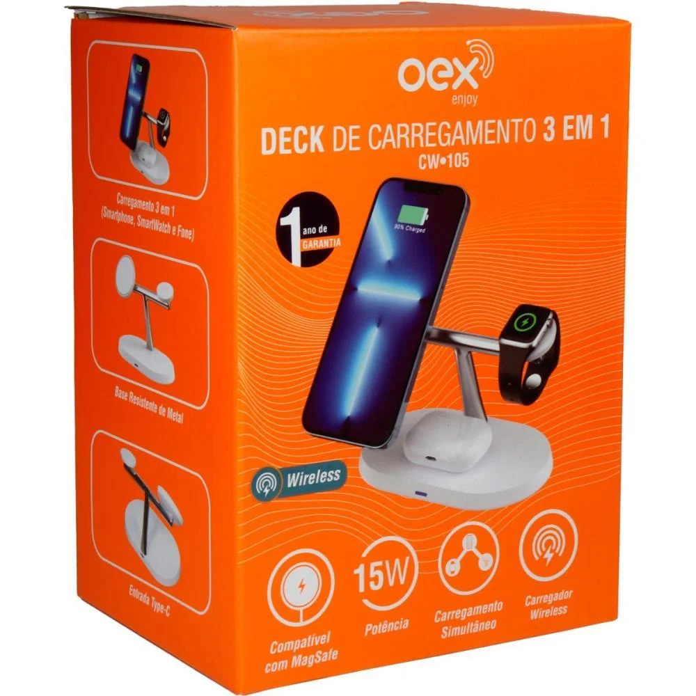 CARREGADOR PORTATIL DECK CARREGADOR 3EM1 TYPE C NEWEX (UNIDADE) - imagem 4