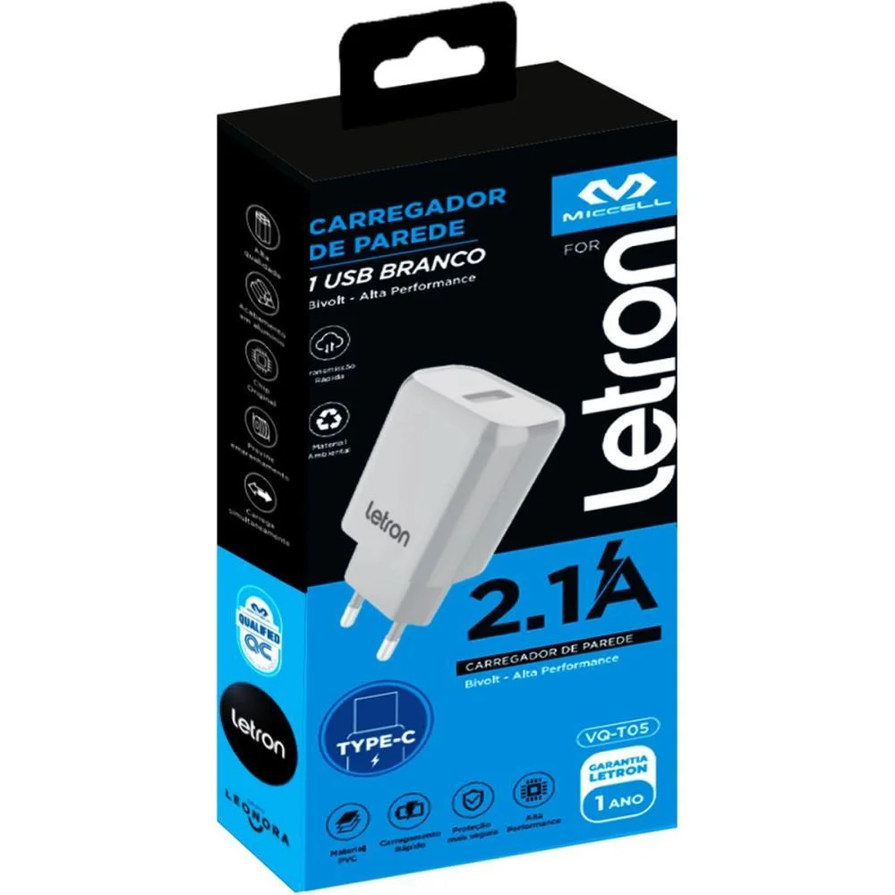 CARREGADOR CELULAR DE PAREDE 2 ENTRADAS USB-A/C 24W BIV BR LEONORA (UNIDADE) - imagem 4