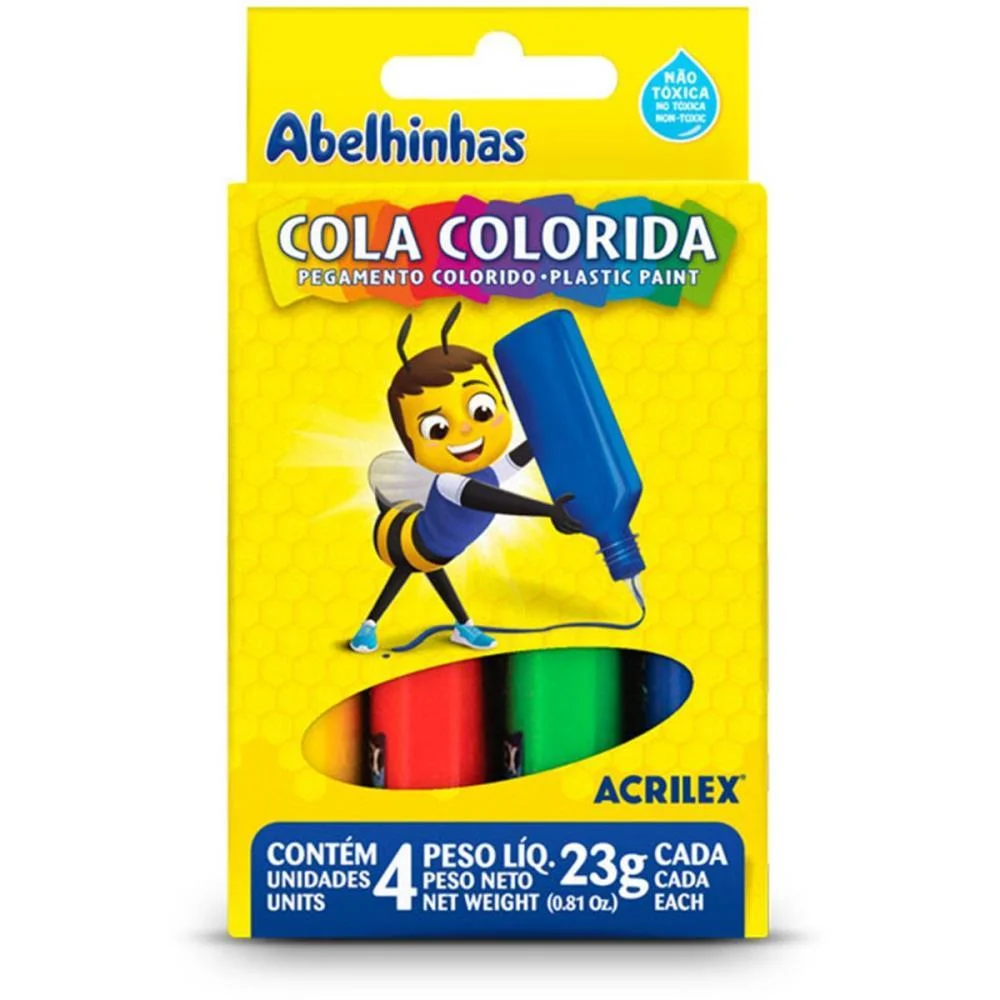 COLA COLORIDA ESTOJO C/04 CORES 23G (S) ACRILEX (DUZIA) - imagem 2