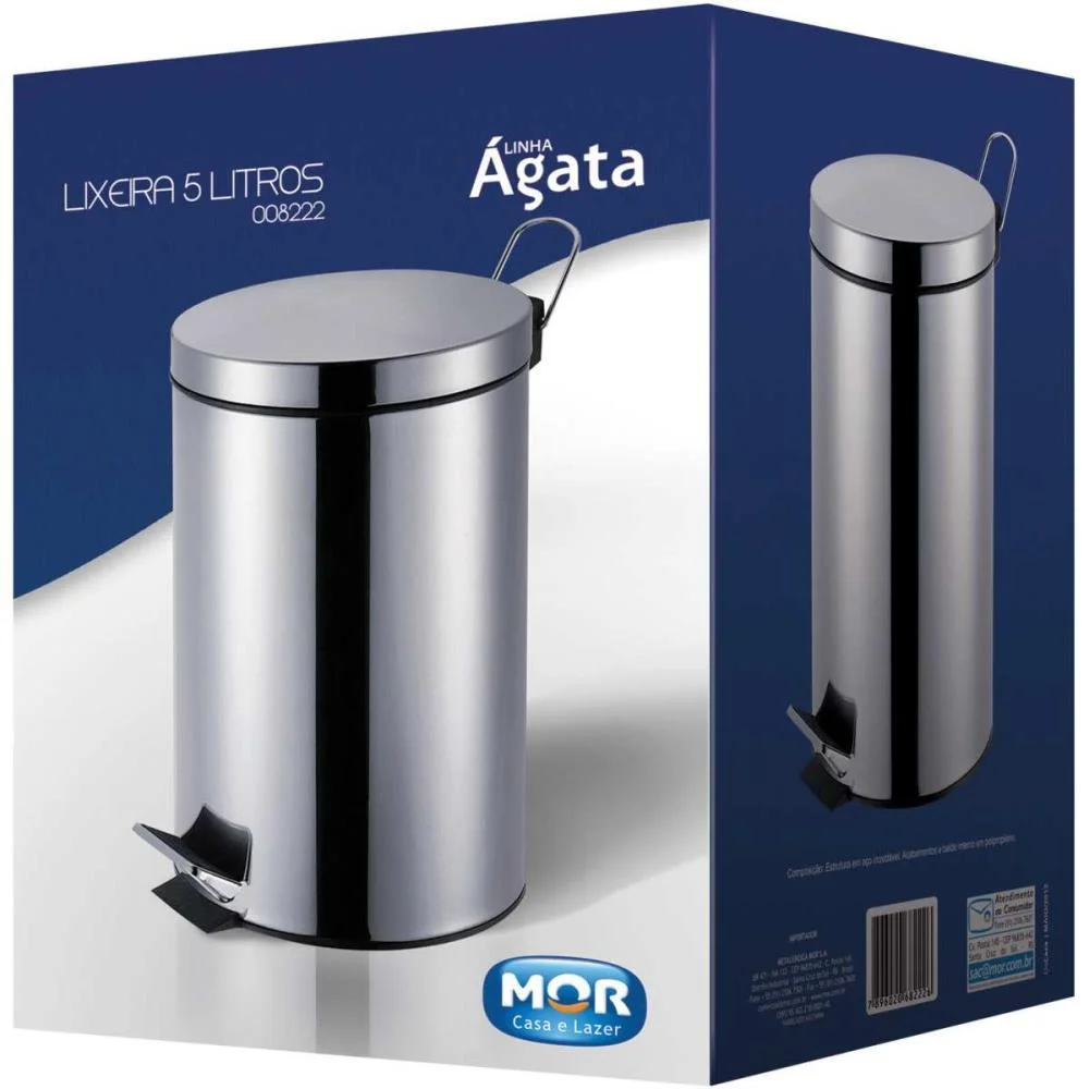 LIXEIRA AGATA INOX C/PEDAL 5LTS. MOR (UNIDADE) - imagem 5