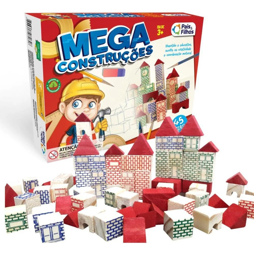 BRINQUEDO PARA MONTAR MEGA CONSTRUÇÕES 45 PECAS PAIS E FILHOS (UNIDADE) - imagem 3