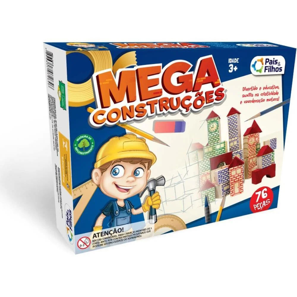 BRINQUEDO PARA MONTAR MEGA CONSTRUCOES 76 PECAS PAIS E FILHOS (UNIDADE) - imagem 4