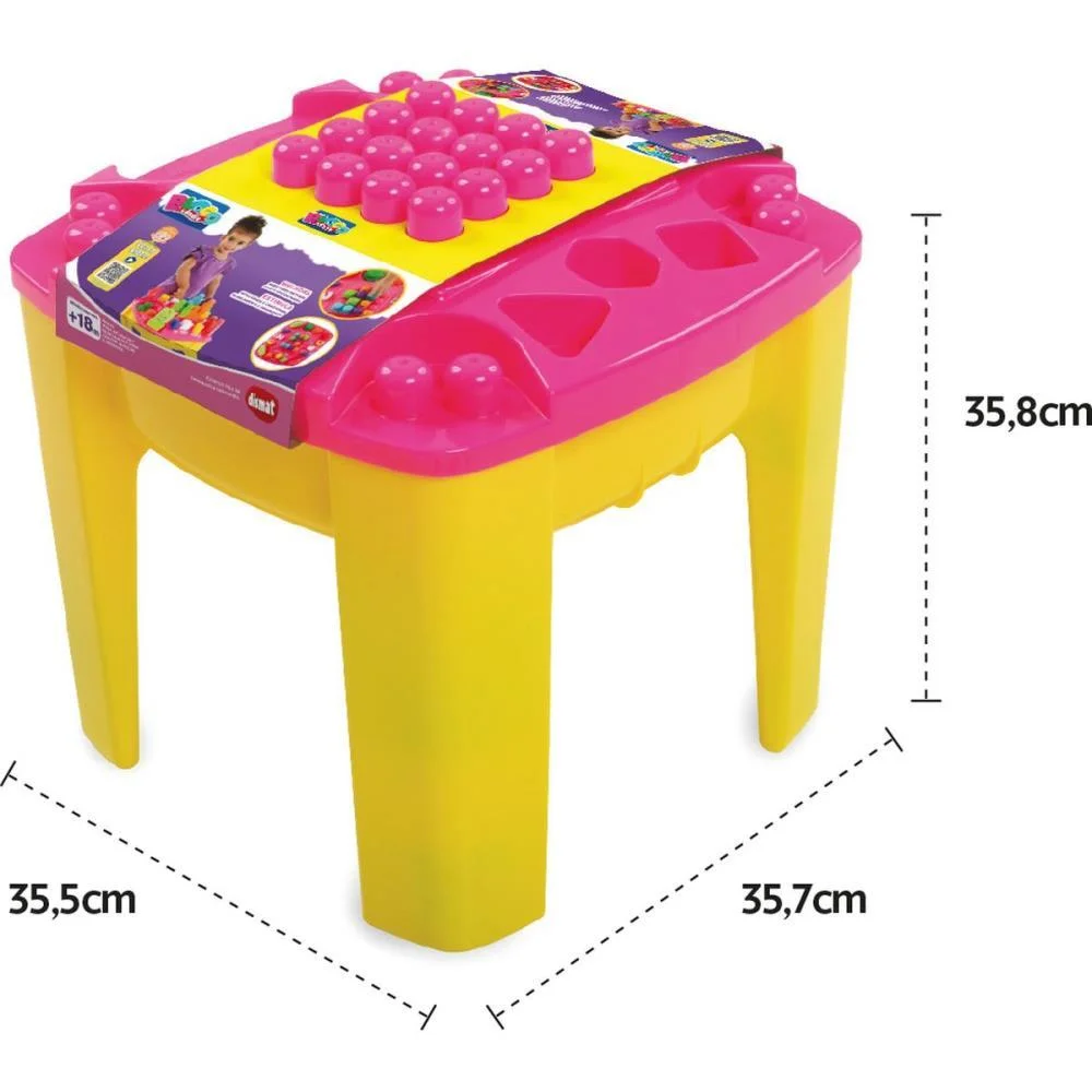 BRINQUEDO PARA MONTAR MESA ATIV.BLOCOLANDIA ROSA 24P DISMAT (UNIDADE) - imagem 4