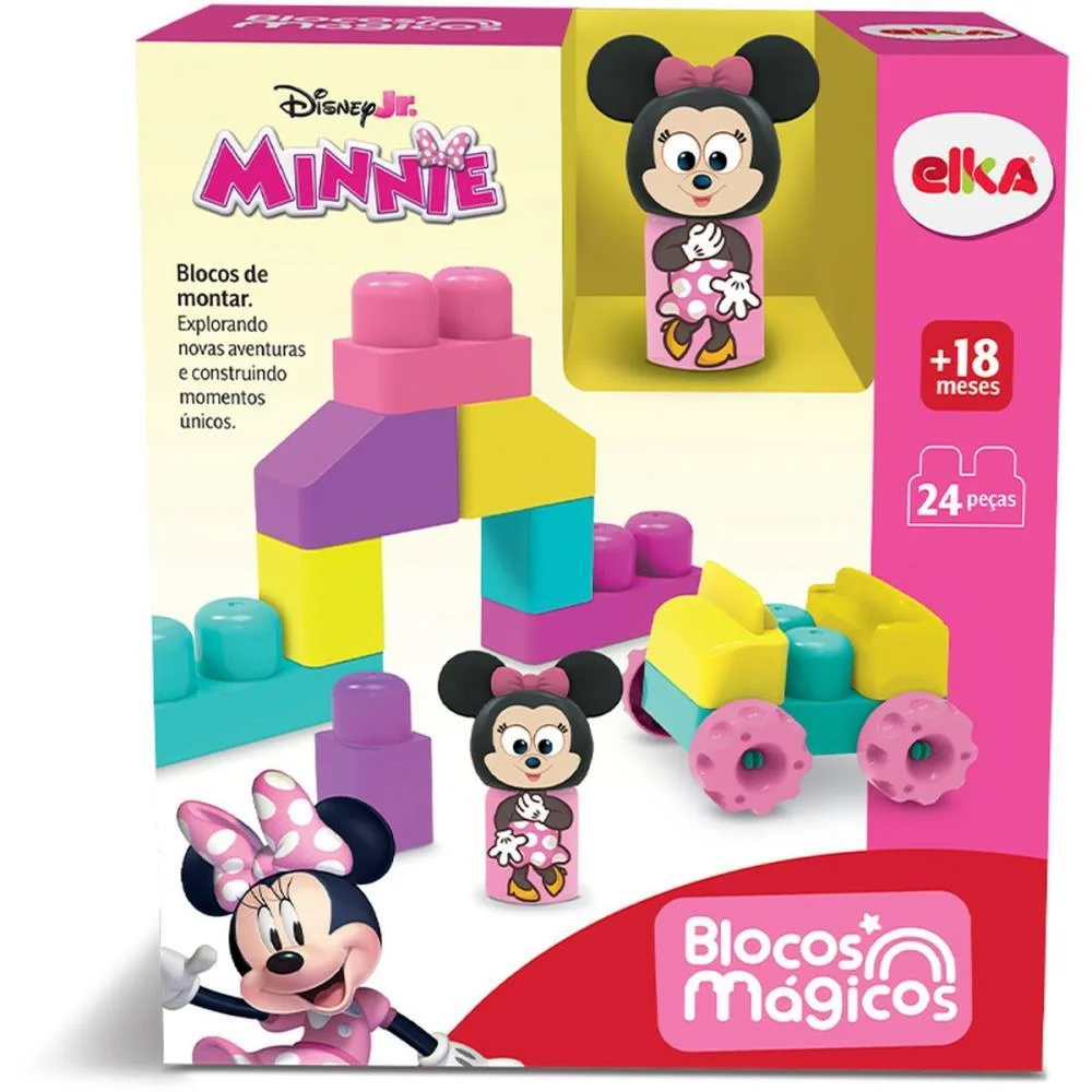 BRINQUEDO PARA MONTAR MINNIE BLOCOS MAGICOS 24 PECAS ELKA (UNIDADE) - imagem 4