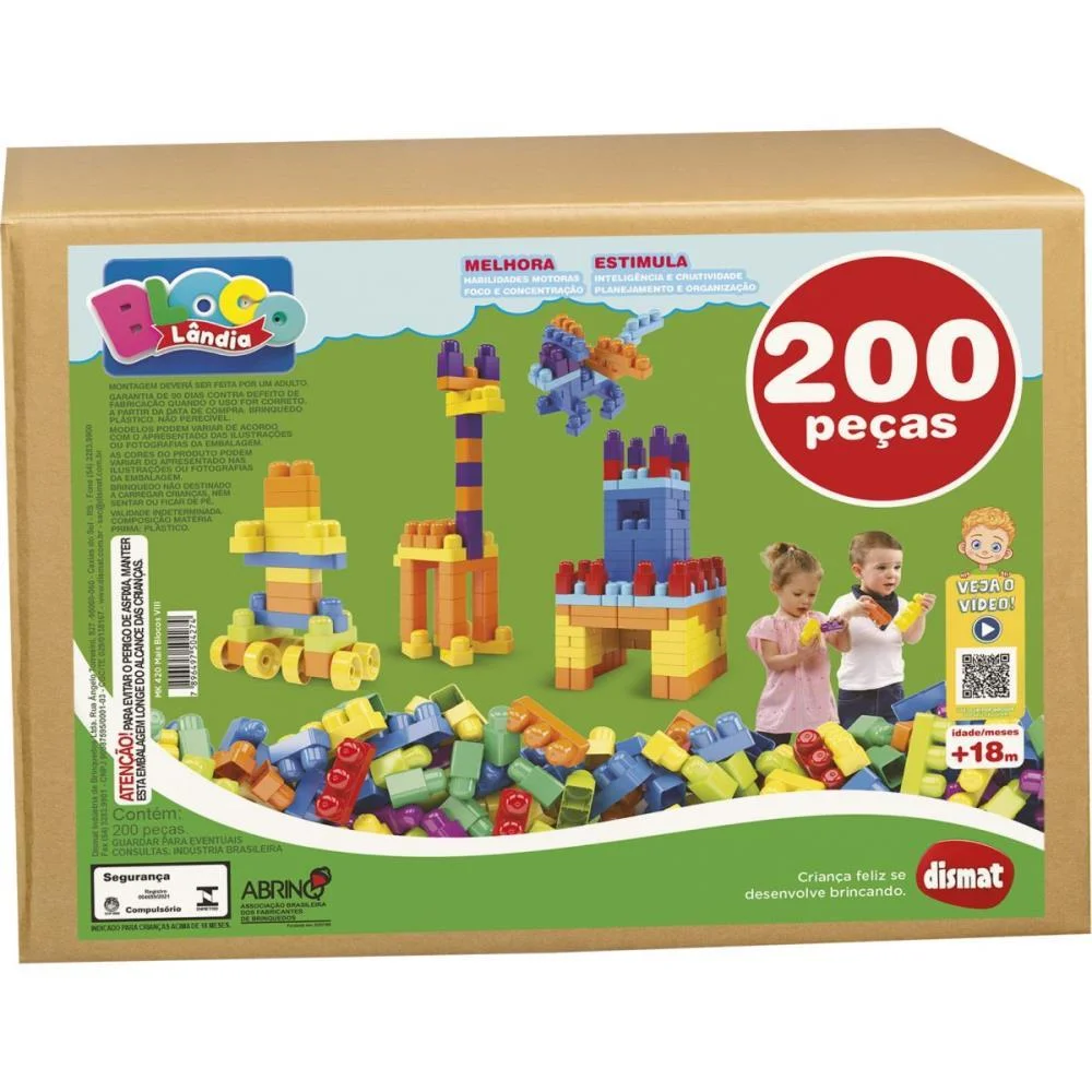 BRINQUEDO PARA MONTAR MAIS BLOCOS 200 PCS DISMAT (CAIXA) - imagem 4