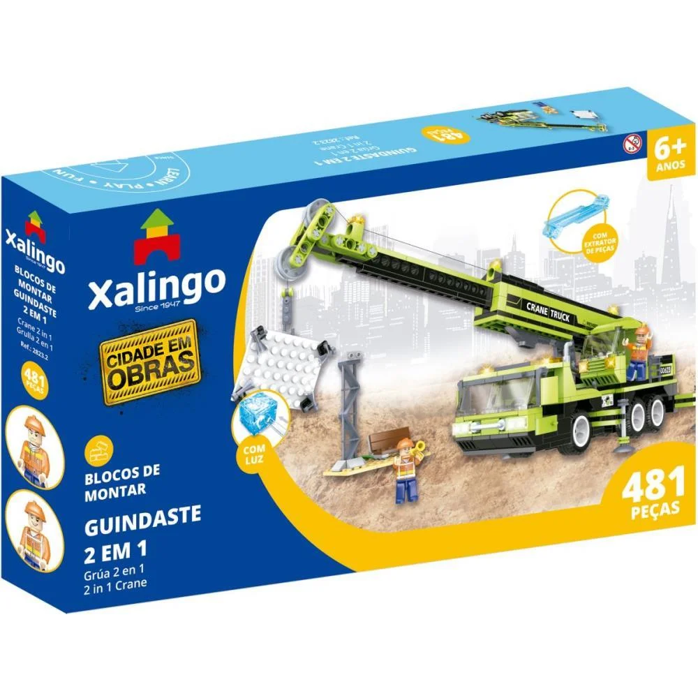 BRINQUEDO PARA MONTAR CIDADE EM OBRA GUINDASTE 481PC XALINGO (UNIDADE) - imagem 4
