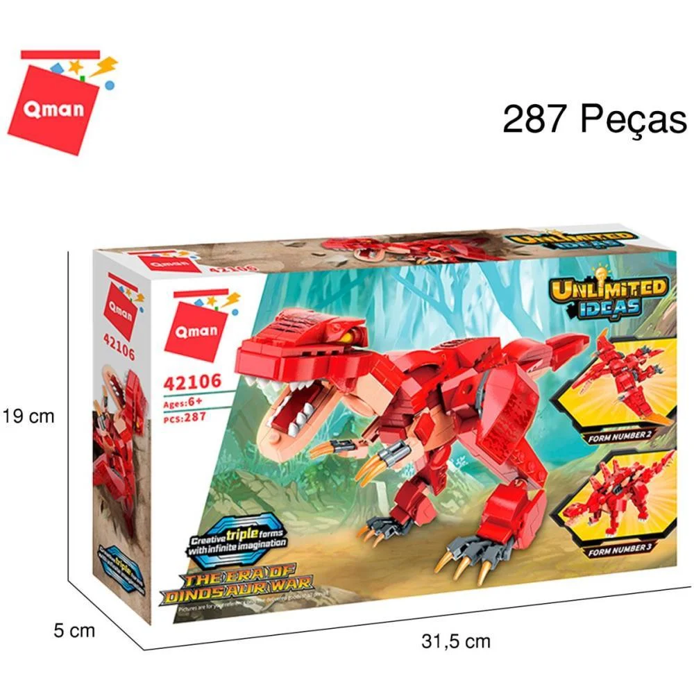 BRINQUEDO PARA MONTAR COMBO DINOSSAUROS 287PCS VM. KEEPPLAY (UNIDADE) - imagem 6