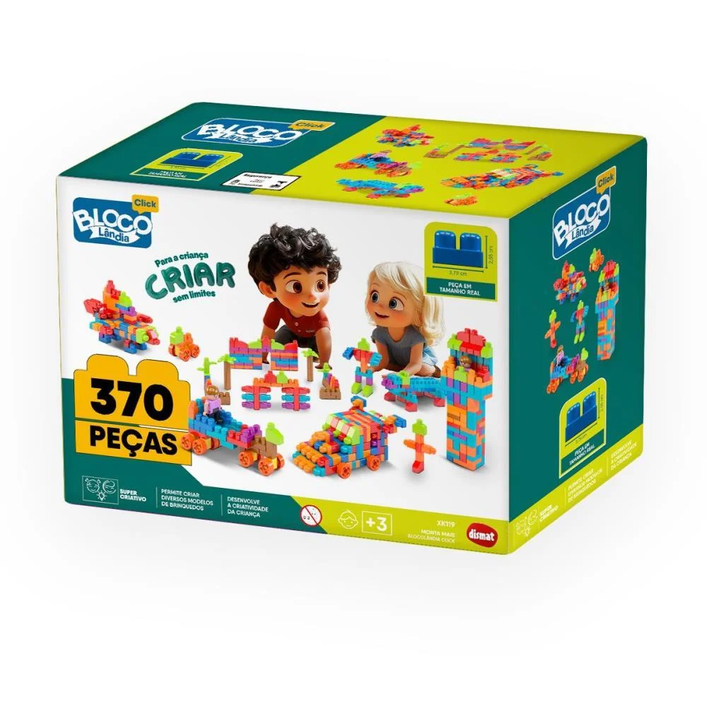 BRINQUEDO PARA MONTAR MAIS BLOCOLANDIA CLICK 370PCS DISMAT (UNIDADE) - imagem 4