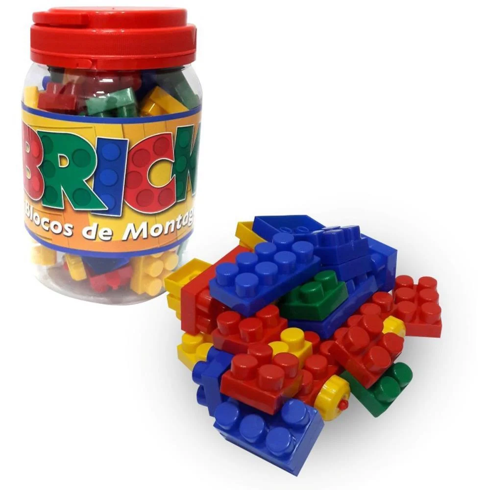 BRINQUEDO PARA MONTAR BRICKS BLOCOS MONTAGEM 56PECAS PAIS E FILHOS (POTE) - imagem 2