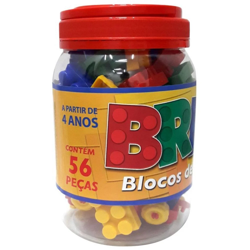 BRINQUEDO PARA MONTAR BRICKS BLOCOS MONTAGEM 56PECAS PAIS E FILHOS (POTE) - imagem 6