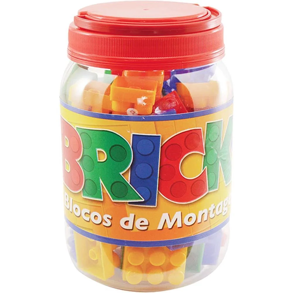 BRINQUEDO PARA MONTAR BRICKS BLOCOS MONTAGEM 56PECAS PAIS E FILHOS (POTE) - imagem 7